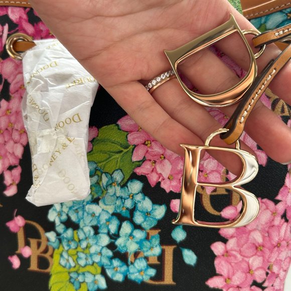 Dooney & Bourke Hydrangea Monogram Collection Drawstring Bag Black - Picture 15 of 16